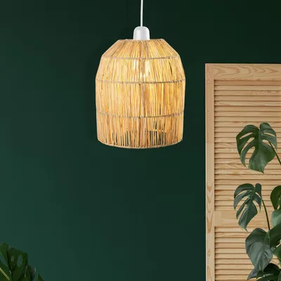 Image de Marrakech Lampe à suspendre Lampe à suspendre Ylva 44 cm en raphia | Lampe de style boho pourReproductioner la salle à manger