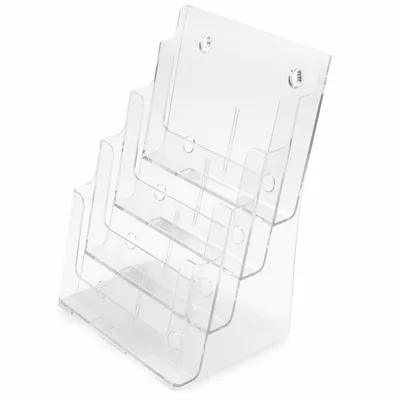 Imagen del producto de deflecto 77441, soporte para documentos Prospekthalter, formato DIN A4, alto, con 4 compartimentos, transparente