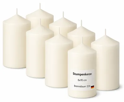 Productafbeelding van Stumpkaarsen (verpakking van 8) - Diameter 6 cm x hoogte 10 cm - Ivoorkleur
