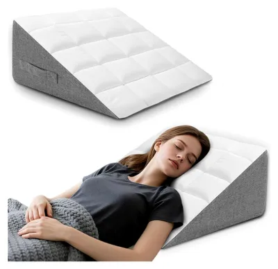Produktbild von Keilkissen für Bett und Sofa, Lesekissen mit doppeltem Bezug, Rückenkissen zum Schlafen, Spielen und Fernsehen