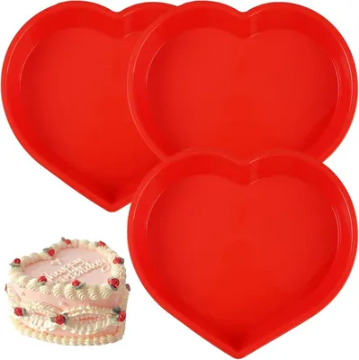 3er-Set Silikon-Herzbackform, 20 cm, BPA-frei, antihaftbeschichtet