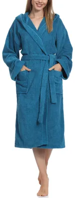 Obrázok produktu pre Ladeheid, dámsky župan z froté, 100% bavlna, model LA40-102 (farba: denim (D03), gramáž 450 g/m², veľkosť: S)