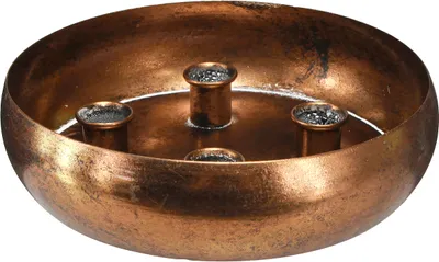 Produktbild von Kerzenhalter Schale Antik Optik Bronze Ø22cm für 4 Stabkerzen Dekoration Tischdeko Vintage Advent Weihnachten
