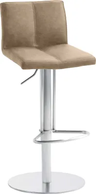 Produktbild von Barhocker - Säulenfuß Edelstahl, Bodenteller rund / Kunstleder Beige