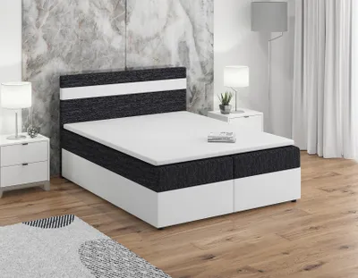 Produktbild von Boxspringbett Schlafzimmerbett INVERN 140x200cm Weiss-Schwarz