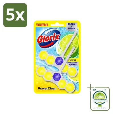 Produktbild von 5 x Glorix Power Clean WC-Einhänger Zitrone - Großpackung - 5 Stücke