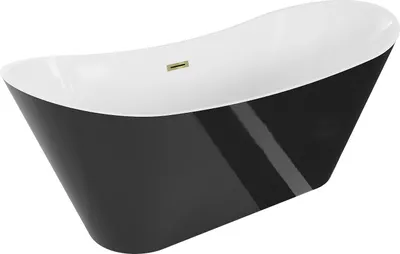 Produktbild von Mexen Celia freistehende Badewanne 170 x 75 cm, Weiß/Schwarz, Überlauf Messing - 52331707575-50