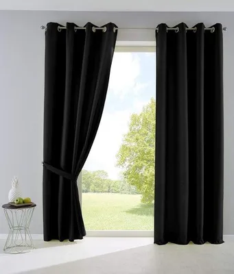 Productafbeelding van Famanu gordijnset, 2 stuks - Verduisterend, zwart, 145 x 140 cm