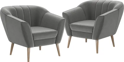 Produktbild von MEBLINI Sofa Sessel für Wohnzimmer 2er Set - Mini Lounge für zwei Personen - Sitzgarnitur - Polstergarnitur - KAIA - 1+1 - Hellgrau Samt