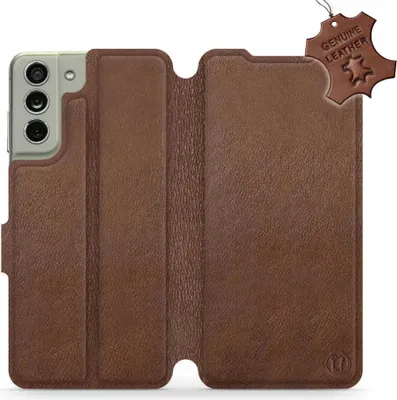 Produktbild von Echtleder Handyhülle für Galaxy S21 FE, Mobiwear Leather, Braun