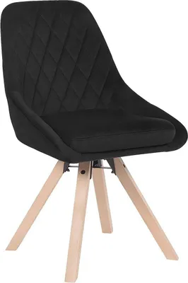 Produktbild von WOLTU Esszimmerstuhl drehbar, Drehstuhl, Küchenstuhl, Polsterstuhl mit Samtbezug, Wohnzimmerstuhl, Design Stuhl, Beine aus Buchenholz, schwarz