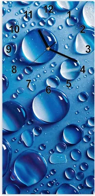 Produktbild von Wanduhr aus Glas mit Motiv Wassertropfen- 30 x 60 cm - inkl. Aufhängesystem
