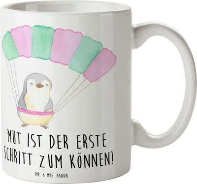 Produktbild von Mr. & Mrs. Panda Kaffeetasse Sich in einer neuen Sportart versuchen - Weiß - Geschenk, Teetasse, Inspiration, Können, Erfolg, Herausforderungen, Tasse, starten, Vertrauem