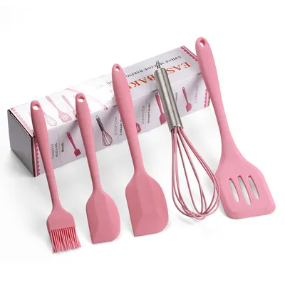 Produktbild von ANTCOOL Premium Silikon-Küchenutensilien-Set (5-teilig) (Rosa)
