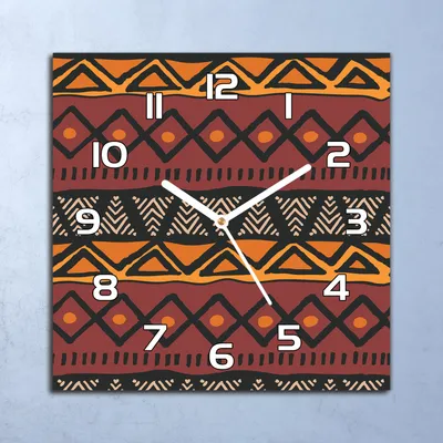 Produktbild von Deko Glasuhr Wanduhr 30x30 Ethnisch afrikanisch Quarz Küchenuhr Bürouhr