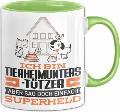 Produktbild von Tierheimunterstützer Geschenk Tasse Ich Bin Tierheimunterstützer Aber Sag Doch Einfach Superheld Lustige Geschenkdiee für Tierheimunterstützer Kaffee-Becher (Grün)