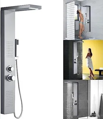 Produktbild von Famanu Duschpaneel mit Thermostatarmatur - Silber