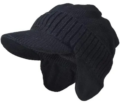 Image de Bonnet tricoté avec visière et doublure en polaire pour l'hiver