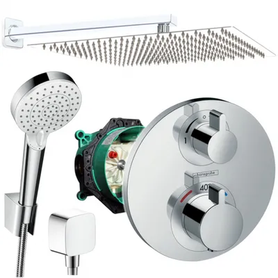 Produktbild von Hansgrohe und Jowi Unterputz Duschsystem Ecostat S Thermostat, Unterputz Duscharmatur mit 360mm Kopfbrause