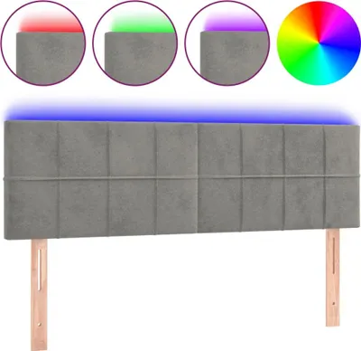 Produktbild von vidaXL LED Kopfteil Hellgrau 144x5x78/88 cm Samt