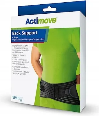 Produktbild von Actimove Rückenstütze mit 4 Stäben, Verstellbare Doppelkompressionsschicht, Lumbale Orthese, Schwarz, Größe S