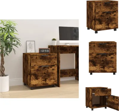 Obrázek produktu pro vidaXL Mobilní kartotéka s kolečky, kouřový dub 45x38x54 cm - Kartotéky