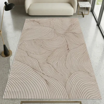 Produktbild von Teppich Creme Strukturmuster modern weich für Wohnbereich Größe - 160 x 230 cm