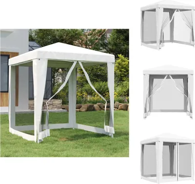 Obrázok produktu pre vidaXL Párty stan so 4 sieťovanými bočnými stenami 2 x 2 m biely - Pavilóny a párty stany