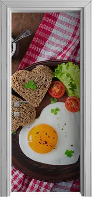 Produktbild von Tür Selbstklebende 80x210 cm Türfolie Türtapete Klebefolie - Spiegeleier und Brot