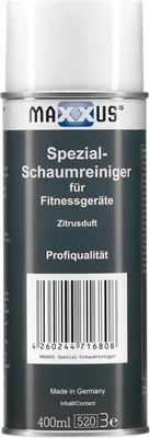 Produktbild von MAXXUS Schaumreiniger - 400 ml, für Fitnessgeräte, Kunststoff- und Gummiteile, Zitrusduft, Fettfrei, Rückstandslos, Pflegt, Schützt - Allzweckreiniger, Reinigungsmittel, Multi-Schaum Reiniger