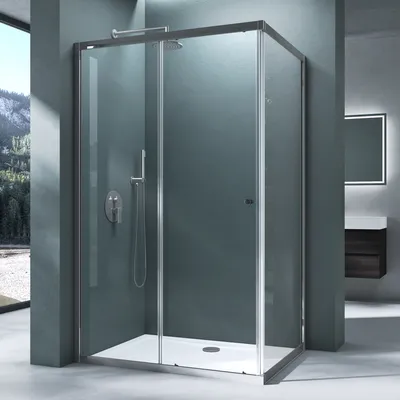 Produktbild von Mai & Mai Duschkabine Duschabtrennung Eckdusche aus Sicherheitsglas mit NANO Schiebetür BxTxH 80x100x190cm inkl. Duschtasse Ravenna16L K