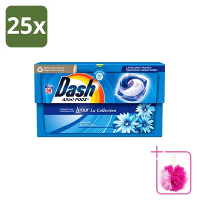 Produktbild von 25 x Dash All-in-1 Pods mit Lenor Frische Meeresbrise für Weißes und Buntes - Sparpackung - 25 Stücke