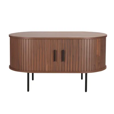 Produktbild von Möbilia Couchtisch/TV-Board | 2 Schiebetüren | B 100 x T 60 x H 55 cm | walnuss – schwarz | 32020010 | Serie LOWBOARD