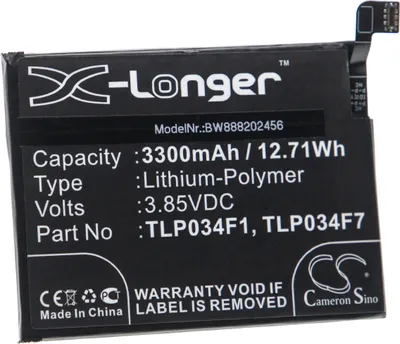 Produktbild von vhbw Akku Ersatz für Alcatel TLP034F1, TLP034F7 für Handy Smartphone Telefon (3300 mAh, 3,85 V, Li-Polymer)