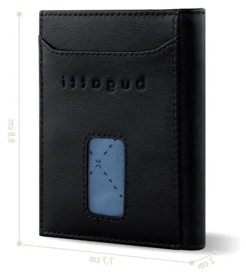 Produktbild von Secure Slim Mini Börse aus Leder mit RFID-Schutz, Slim Wallet, Kartenetui, schwarz Nappa