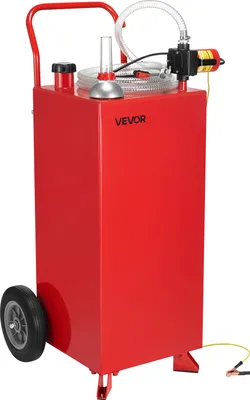 Obrázok produktu pre VEVOR 114 l palivový vozík, max. prietok 32 l/min, nádrž na naftu s elektrickým čerpadlom, kanister na benzín s 2 kolieskami a 3 m hadicou, nádrž na benzín pre ATV, auto, kosačku, loď, motorku, červená farba