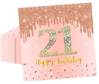 20er-Pack 21. Geburtstagsservietten, Roségold, 16,5 x 16,5 cm