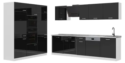 Imagen del producto de Mueble de cocina Vicco R-Line Negro brillo intenso/Blanco 180 cm sin encimera, Model 66245