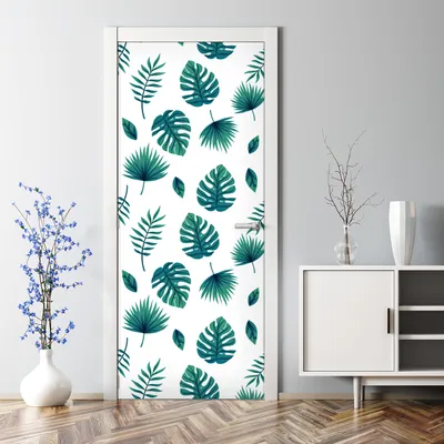 Produktbild von Dekorative Türtapete selbstklebend Klebefolie Türaufkleber Aufkleber Tropische Blumen 70 x 200 cm