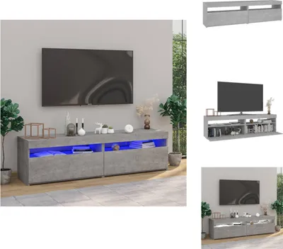 Image de vidaXL Armoires TV 2 pièces avec lampes LED gris béton 75x35x40 cm - Meubles TV