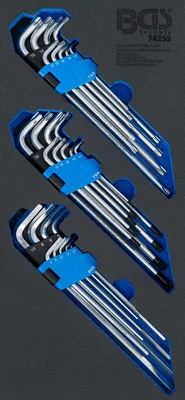 Produktbild von BGS 74259 Werkstattwageneinlage 1/3: Winkelschlüss el-Satz, extra lang, T-Profil (für Torx), T-Profil