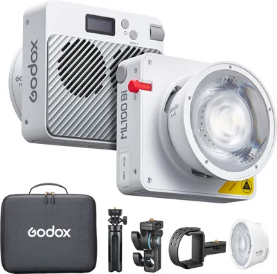 Produktbild von Godox ML100Bi Kit1 Pocket-LED-Videoleuchte 120 W, zweifarbige Fuellleuchte fuer Fotografie, 2800 K šC 6500 K, CRI97+, TLCI98+, APP-Steuerung, 11 Lichteffekte, Godox-Halterung fuer Vlog, Live-Streaming, Produktportraetfotografie