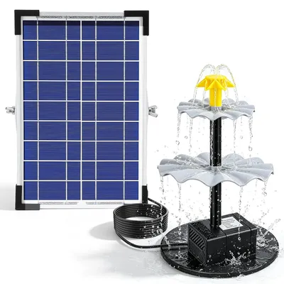 Immagine prodotto di Fontana solare - Fontana solare da 8W - Funzionamento a energia solare - Protezione contro il funzionamento a secco - Getto d'acqua stabile - Ideale per piccoli stagni e abbeveratoi per uccelli - Colore: blu