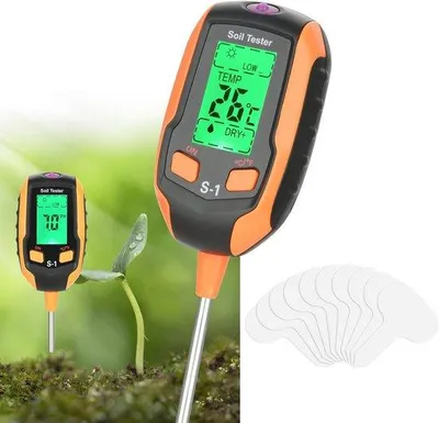 Zdjęcie produktu dla Urządzenie do pomiaru parametrów uprawy 4 w 1 – test pH, wskaźnik temperatury i poziomu wody
