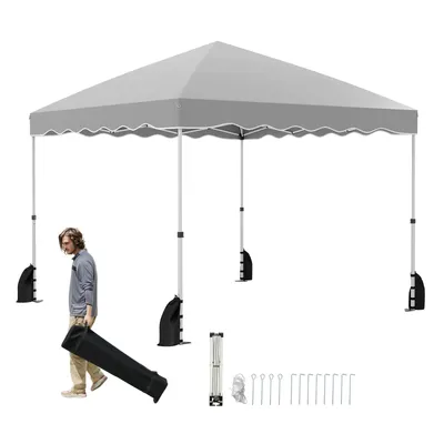 Produktbild von GOPLUS Faltpavillon 3 x 3 m, wasserbeständiger Gartenpavillon mit 4 Windseile, 8 Heringe & 4 Sandsäcke, Partyzelt mit Rolltasche, Grau