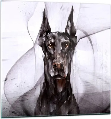 Produktbild von Bilder auf glas - Hund Abstraktion - 50x50cm - Glasbilder - Wandbilder - Kunstdruck - zum Aufhängen bereit - Wanddekoration aus Glas - Glas Bilder - Wandbild auf Glas - Einteilig - GAC50x50-3999