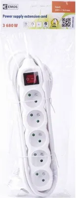 Immagine prodotto di Cavo di prolunga EMOS con interruttore - 5 prese, 3m, 3×1,5mm2