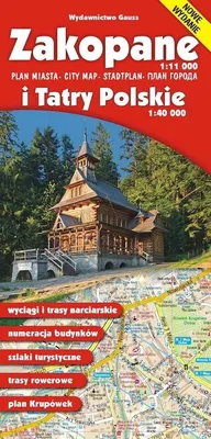 Image de Zakopane et les Tatras polonaises. Plan de la ville / Carte touristique. Édition 2025. Gauss