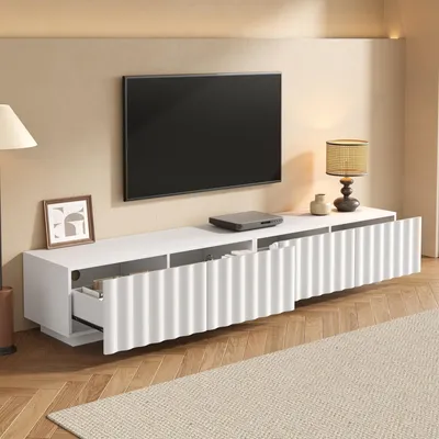 Produktbild von STILVORA TV-Schrank mit großzügigem Stauraum,TV-Lowboard mit Wellenfront, Push-to-Open – Minimalistisches TV Möbel für Wohnzimmer