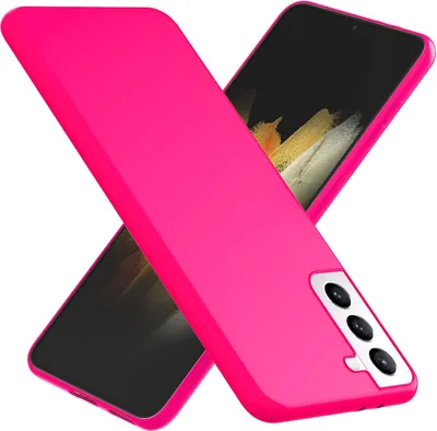 A pink phone case is shown on a white background, with a phone partially visible underneath.
